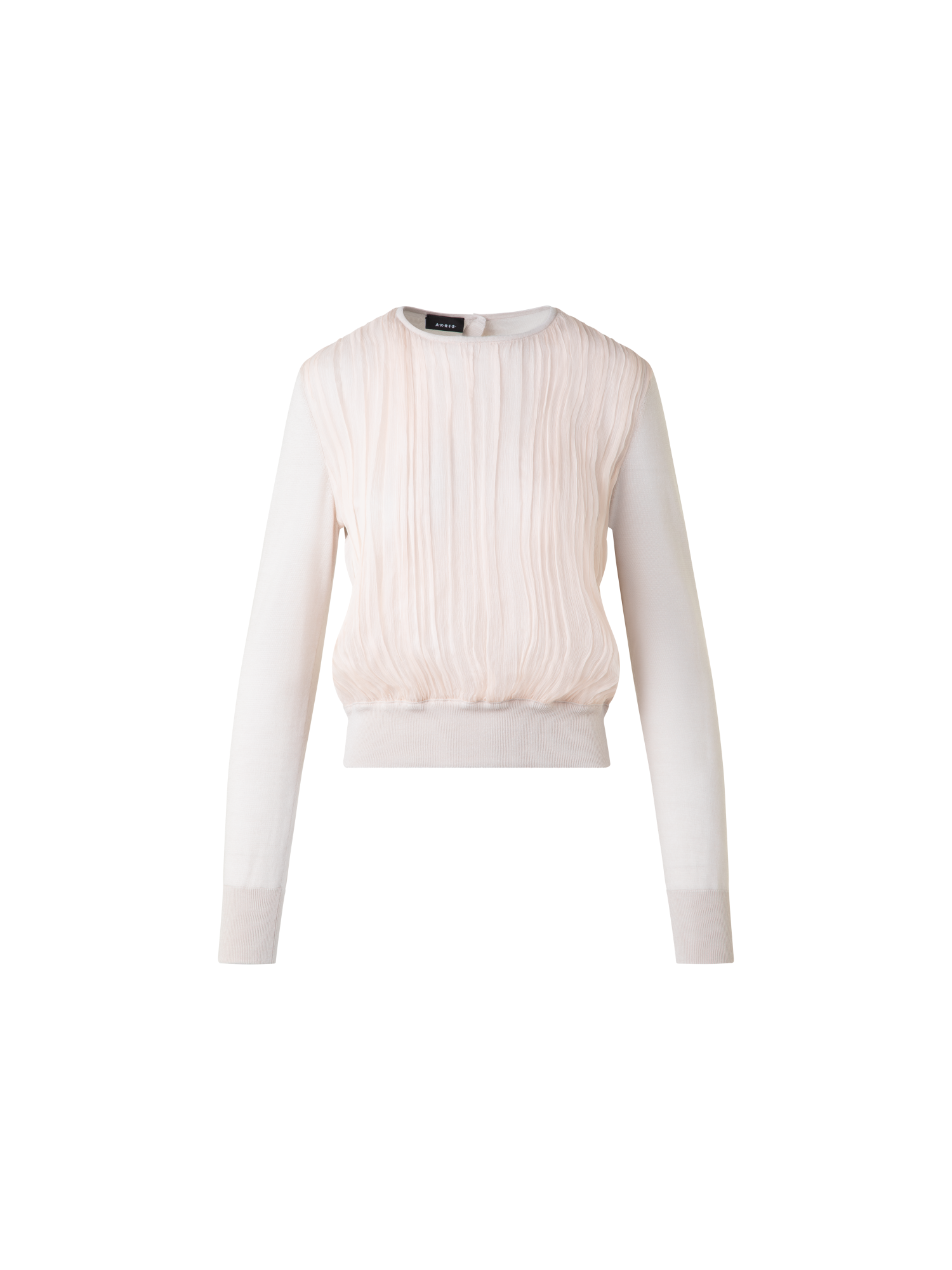 Designer Sweater with Silk Chiffon Front - neutral - pastel - beige