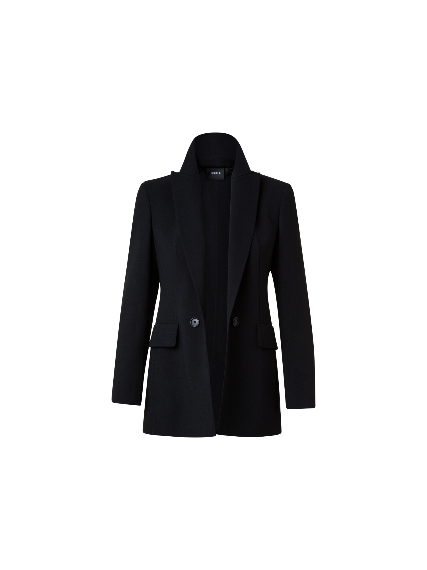 Designer Long Jacket in Wool Double-Face - black