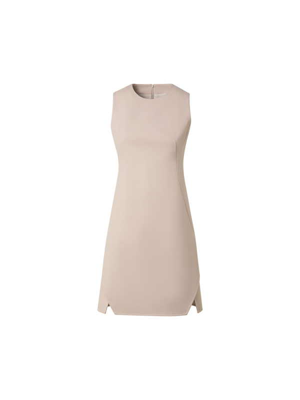 Designer A-Line Cotton Double-Face Sheath Dress - beige