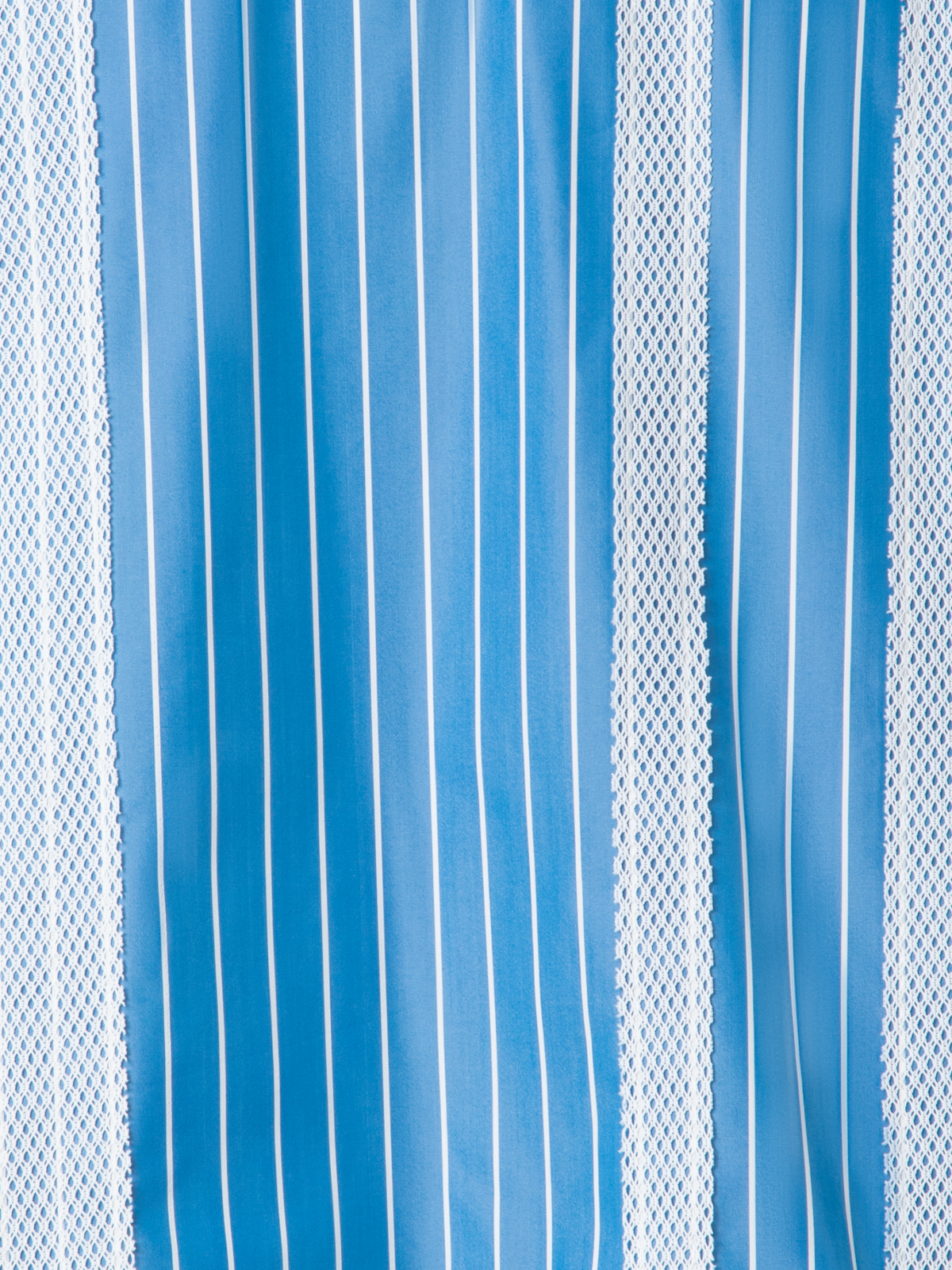 Designer Boxy Blouse in Striped Cotton with Mesh Tape - blue - multicolor