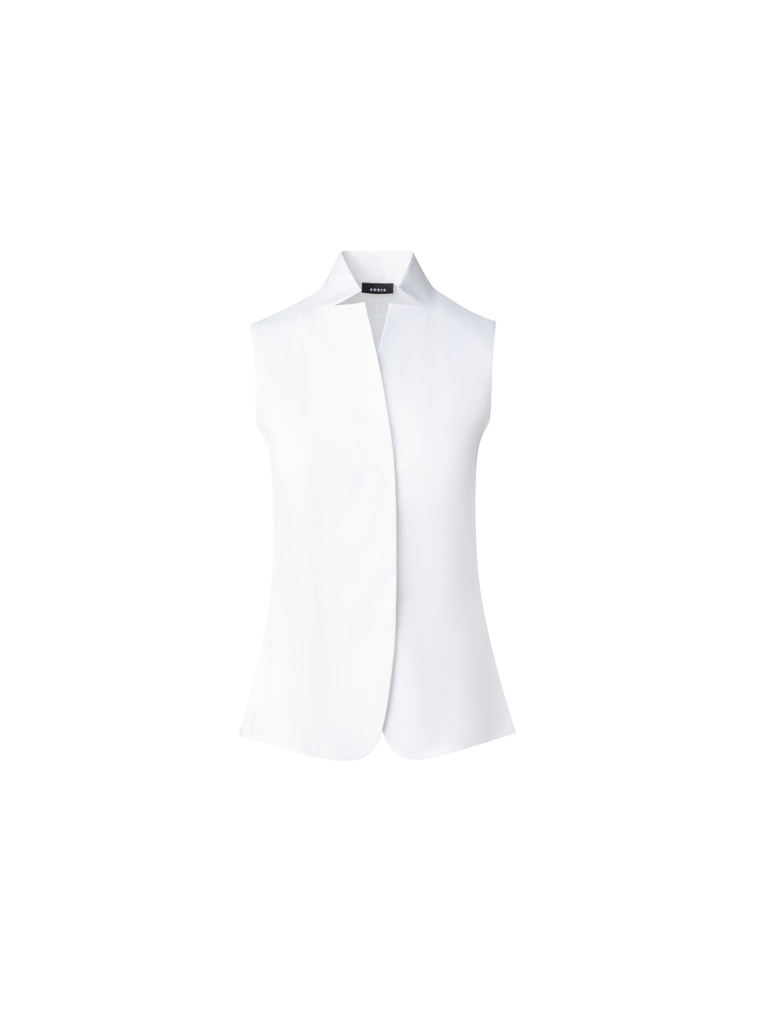 Designer Sleeveless Cotton Stretch Blouse - white