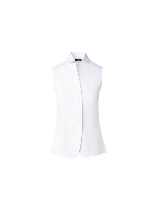 Designer Sleeveless Cotton Stretch Blouse - white