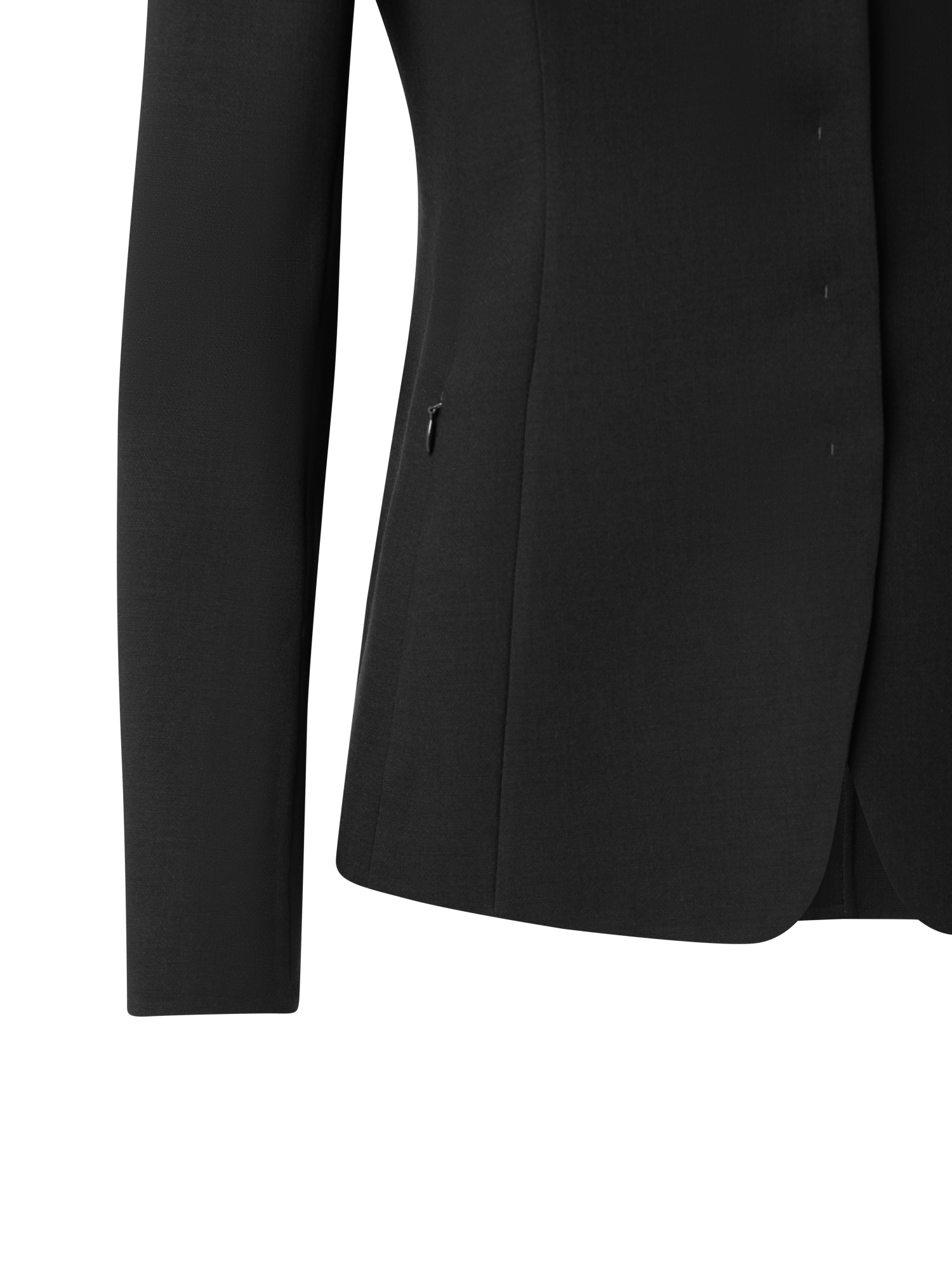 Designer Wool Double-Face Blazer with Leather Collar - black