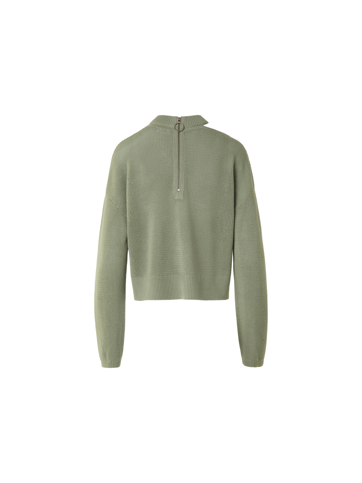 Designer Merino Wool Sweater with Shoulder Cut-Out - neutral - green