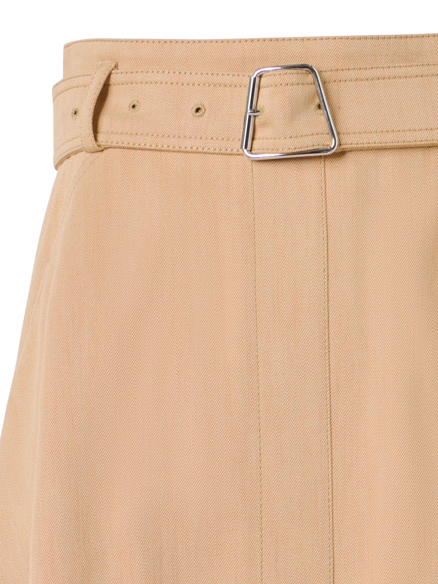 Designer Stretch-Cotton Denim Midi Skirt - beige