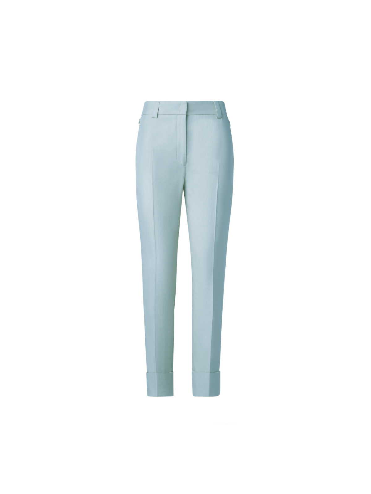 Designer Cropped Tapered Cotton Silk Double-Face Pants - yellow - pastel - blue