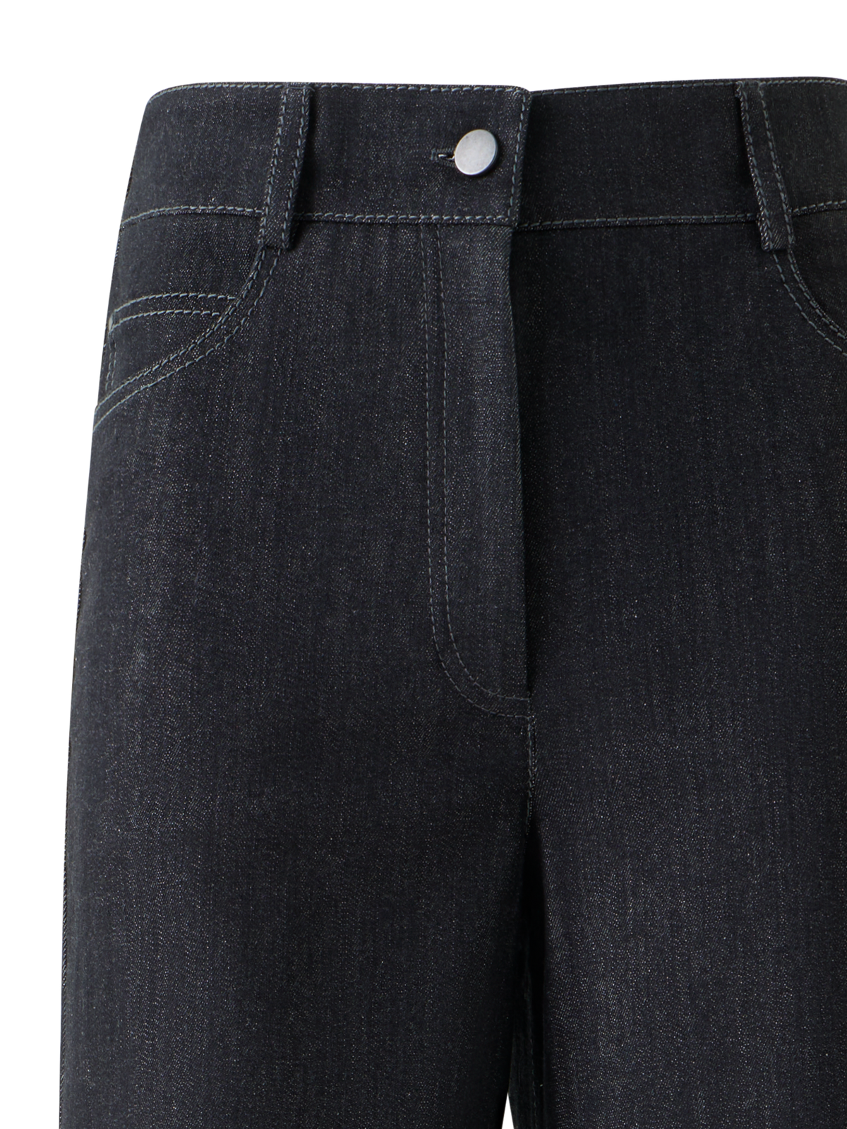 Designer Wide Stretch Cotton Denim Pants - black - neutral