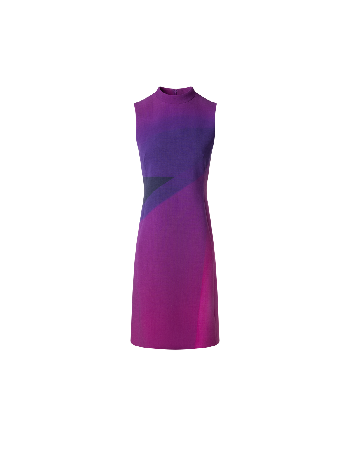 Designer Wool Sheath Dress with Alta Magenta Print - purple - multicolor