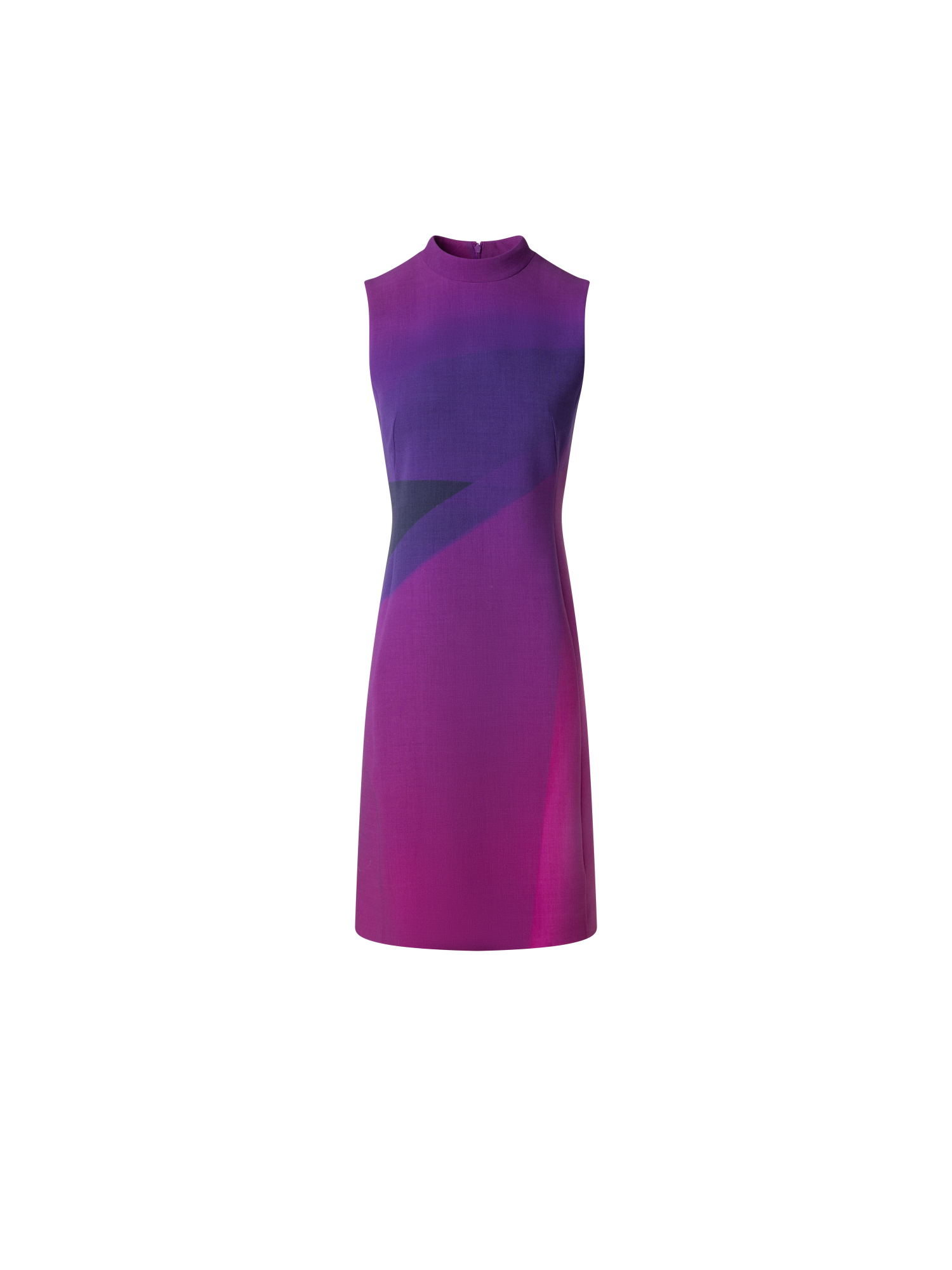 Designer Wool Sheath Dress with Alta Magenta Print - purple - multicolor