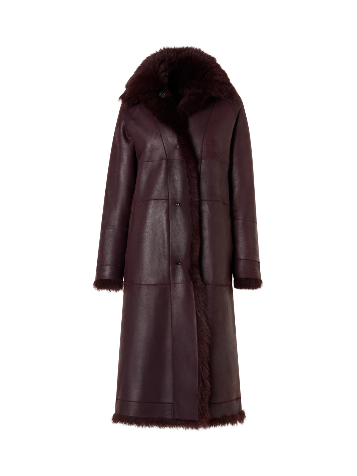 Designer Oversized Long Toscana Shearling Coat - red