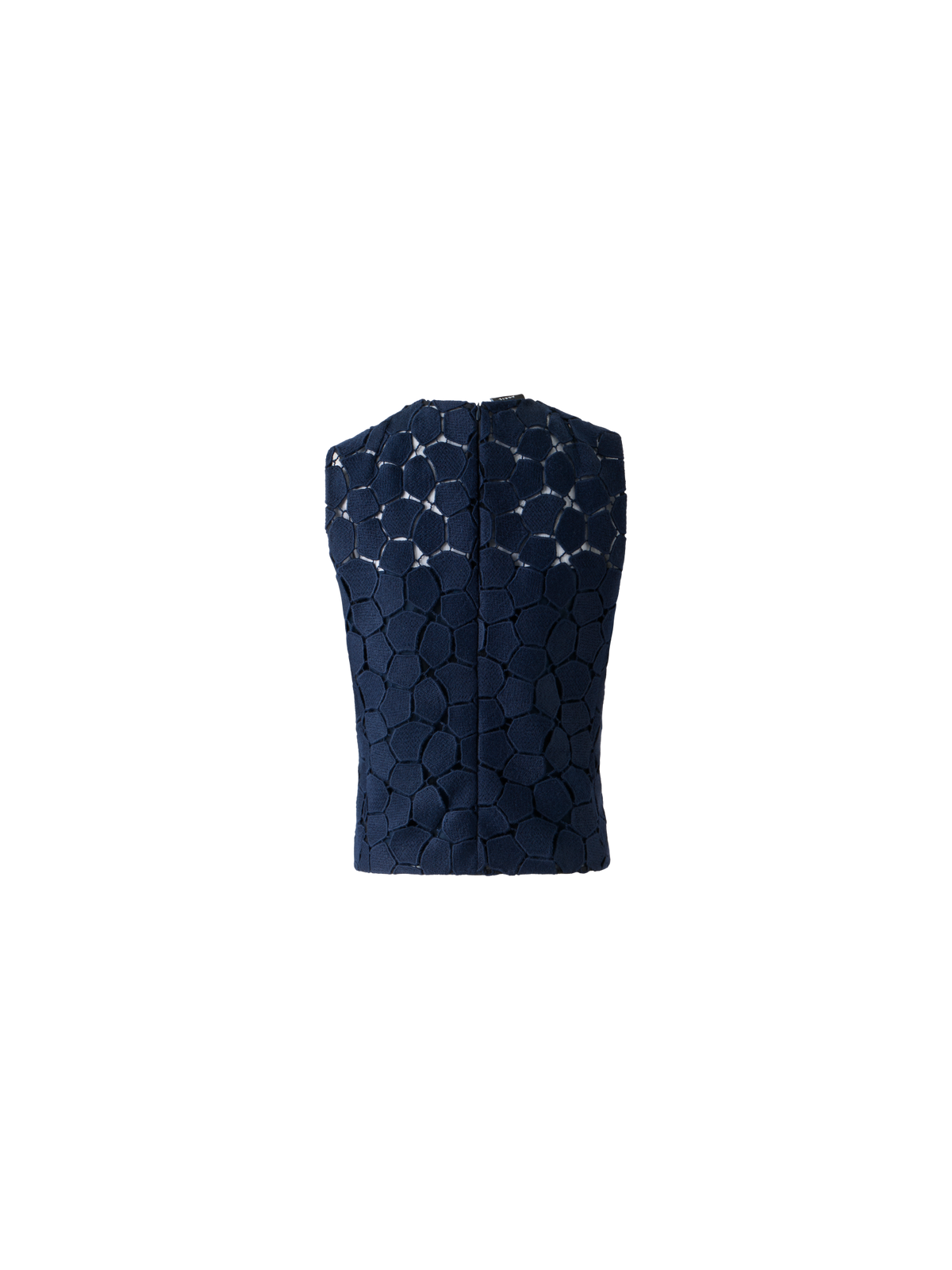 Designer Sleeveless Top with Lapis Lazuli Embroidery - neutral - navy - blue