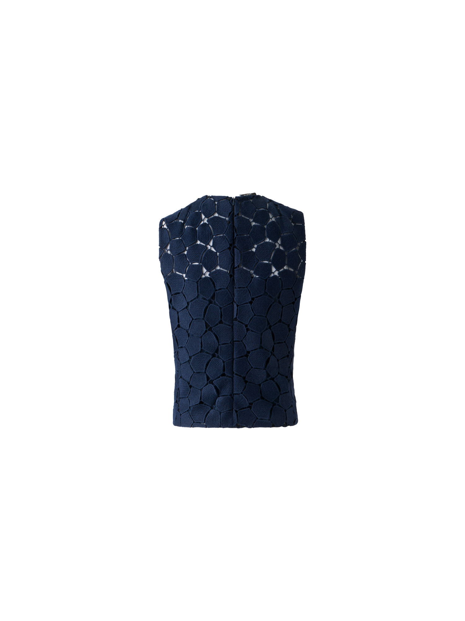 Designer Sleeveless Top with Lapis Lazuli Embroidery - neutral - navy - blue