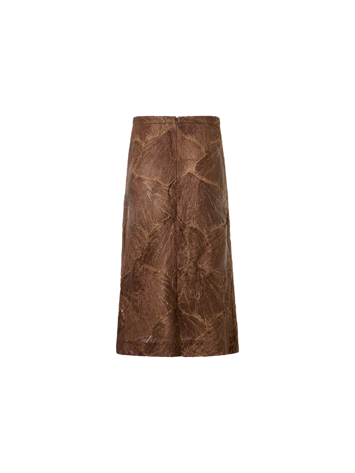 Designer Techno Lacquered Sea Fan Lace A-Line Skirt - brown