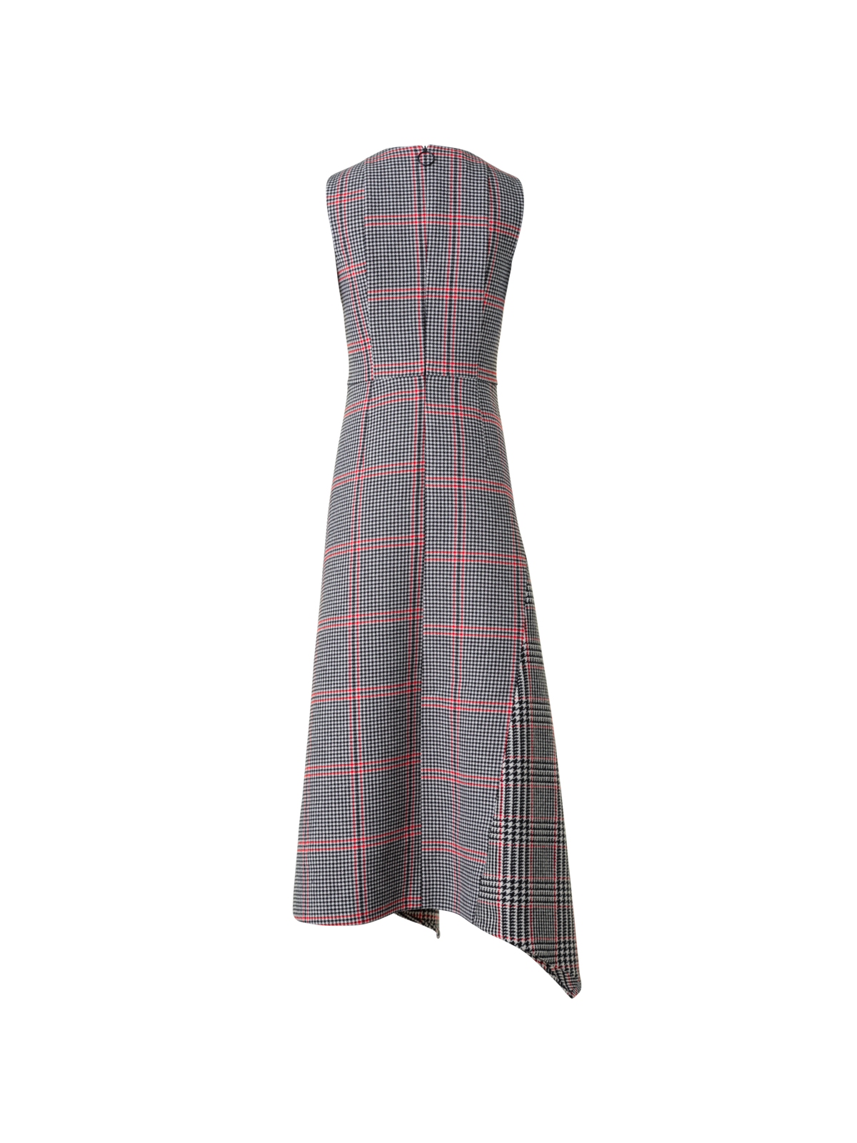 Designer Asymmetrical Glencheck Midi Dress - black - multicolor