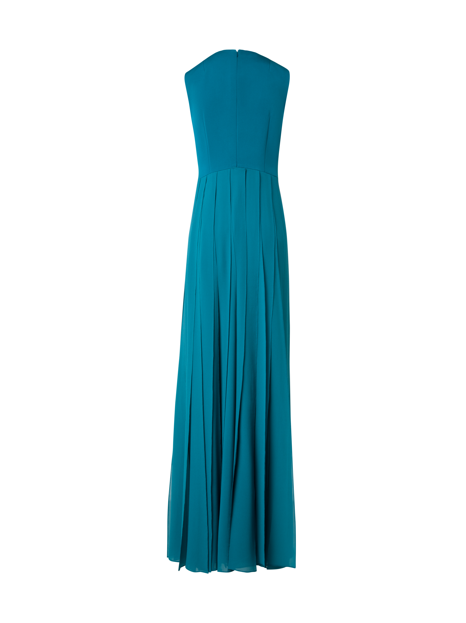 Designer Silk Gown with Flowing Ribbons Skirt - blue