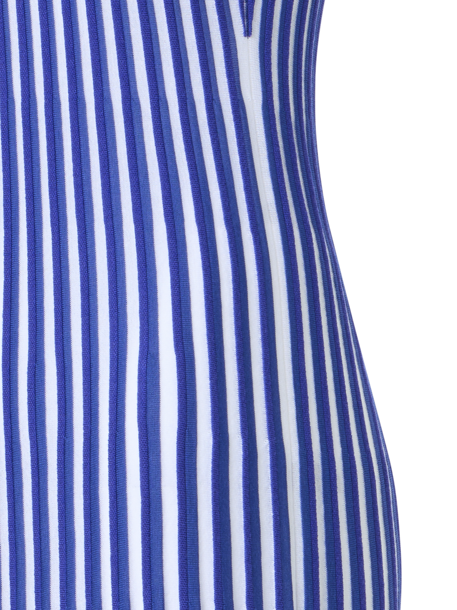 Designer Two Tone Rib Knit Dress with Sheer Shoulders - blue