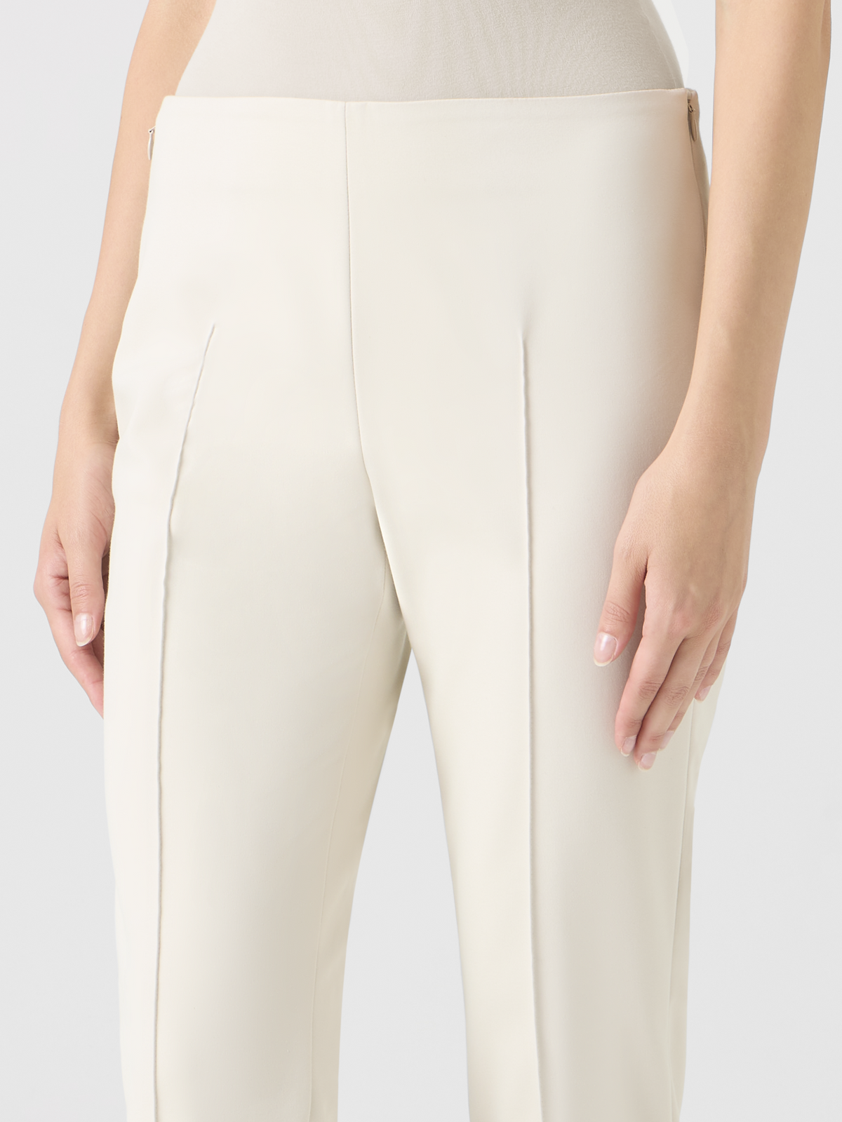 Designer Cotton Techno Stretch Slim Leg Pants - beige #editorial