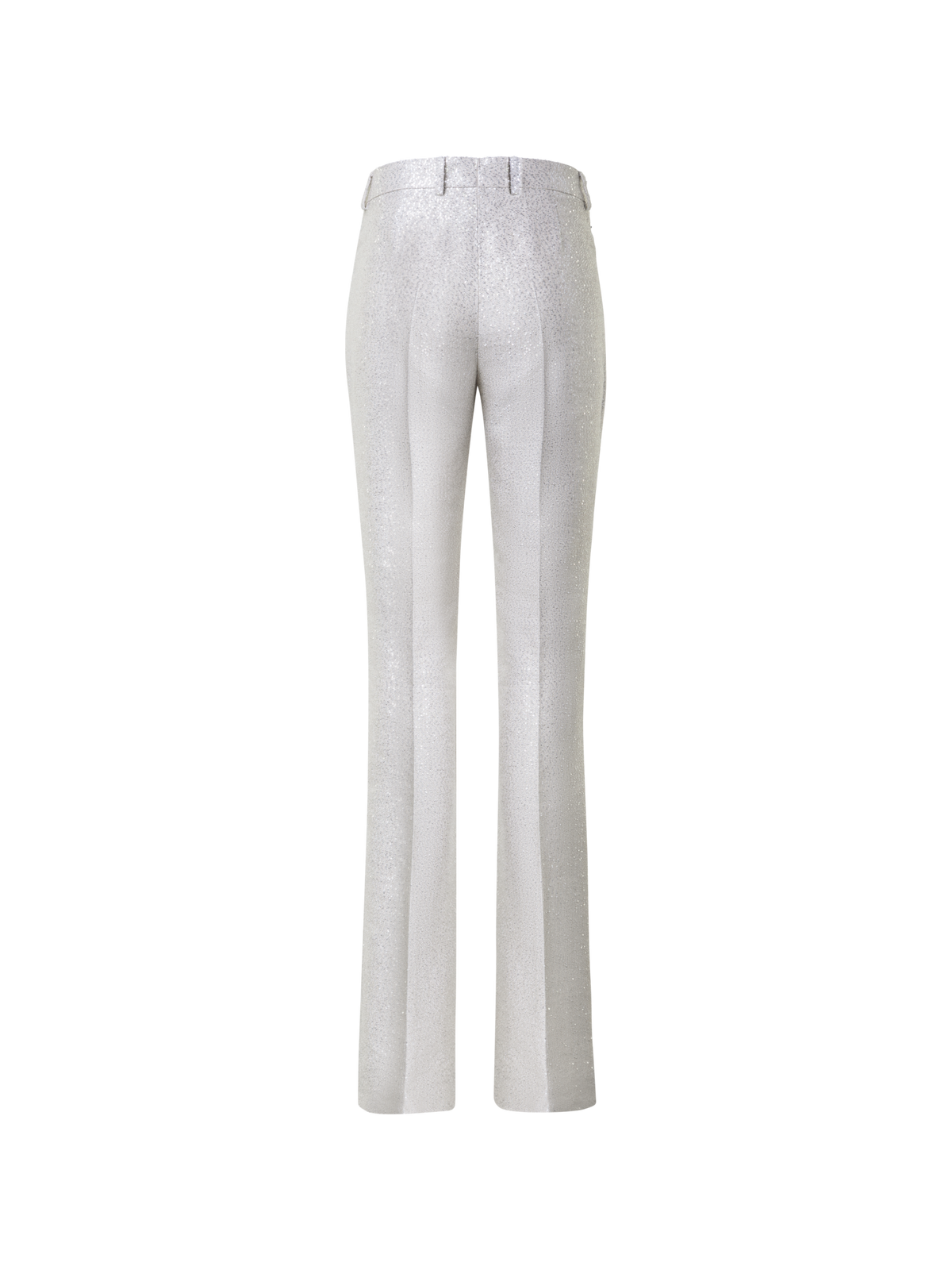 Designer Slight Bootcut Sequins Linen Blend Pants - silver - grey