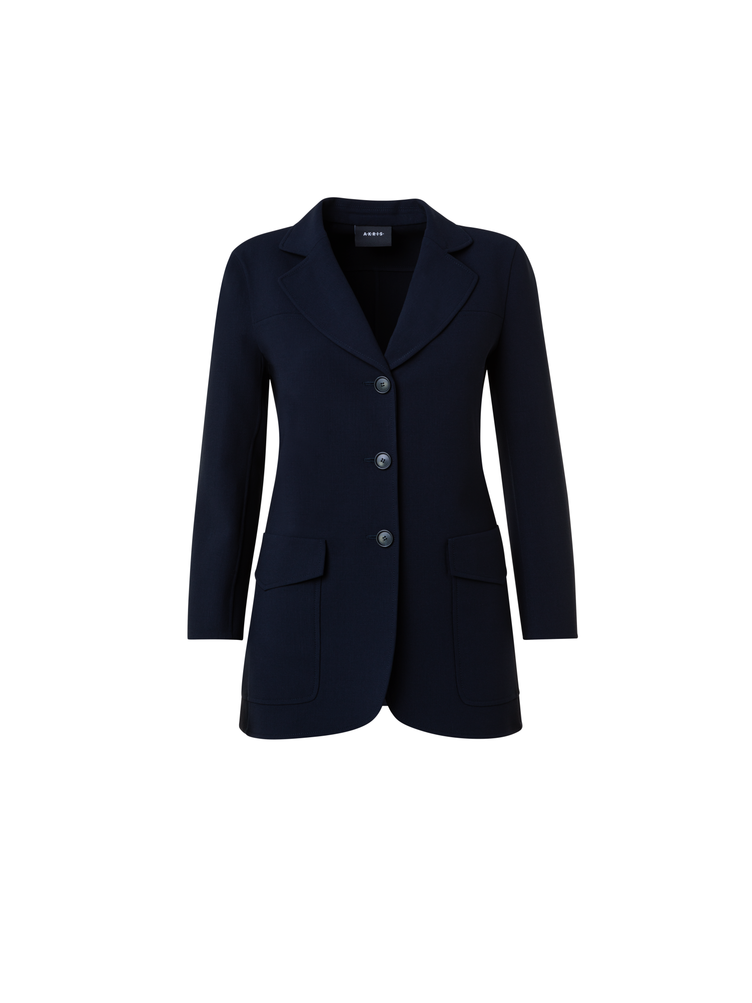 Designer Wool Stretch Double-Face Jacket - navy - blue
