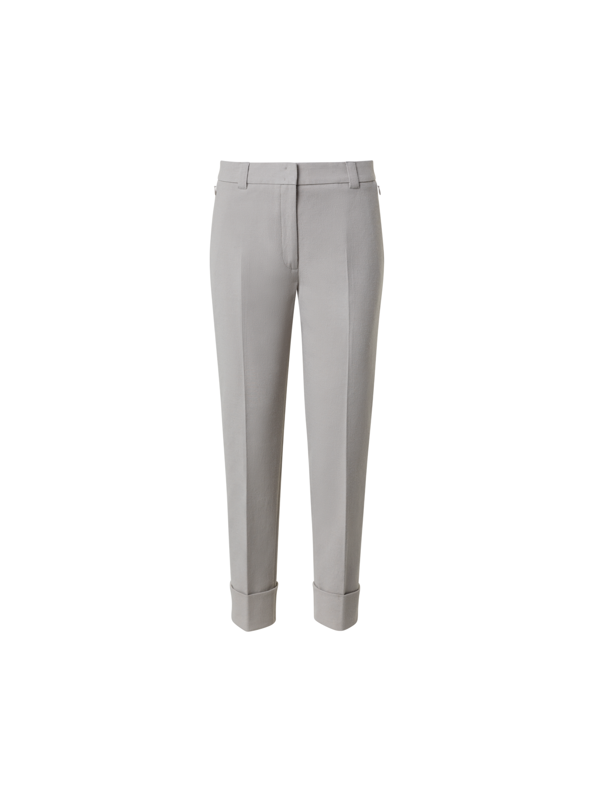 Designer Cropped Tapered Cotton Silk Double-Face Pants - grey