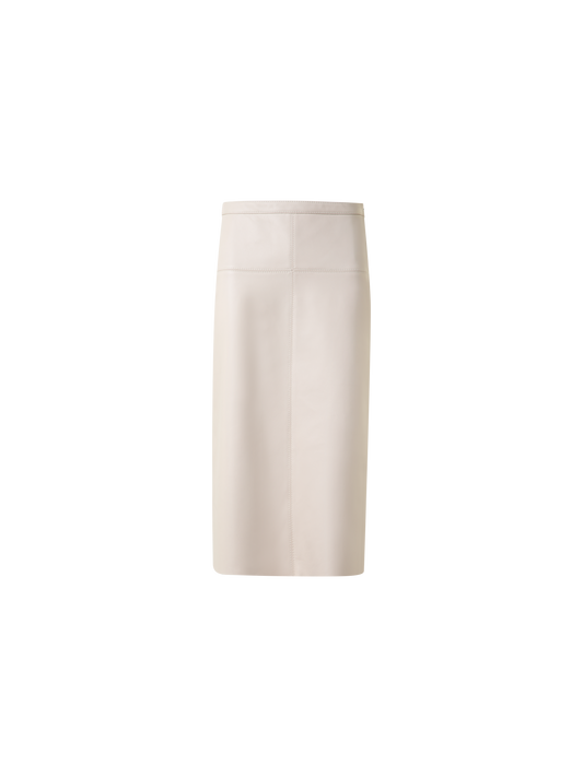 Designer Lamb Nappa Leather Pencil Skirt - neutral - grey - beige