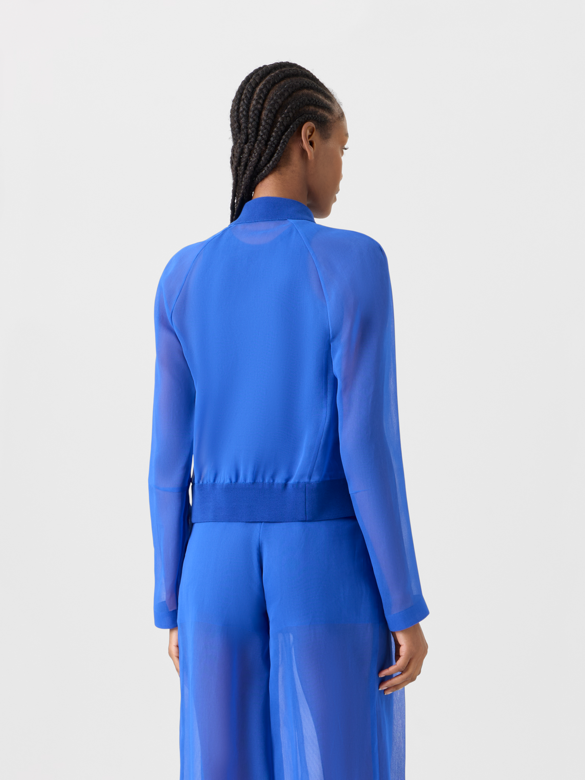 Designer Harina Lightweight Blouson in Silk Organza - blue #editorial