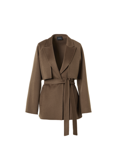 Designer Short Duo Coat - Cashmere Vest and Bolero - brown