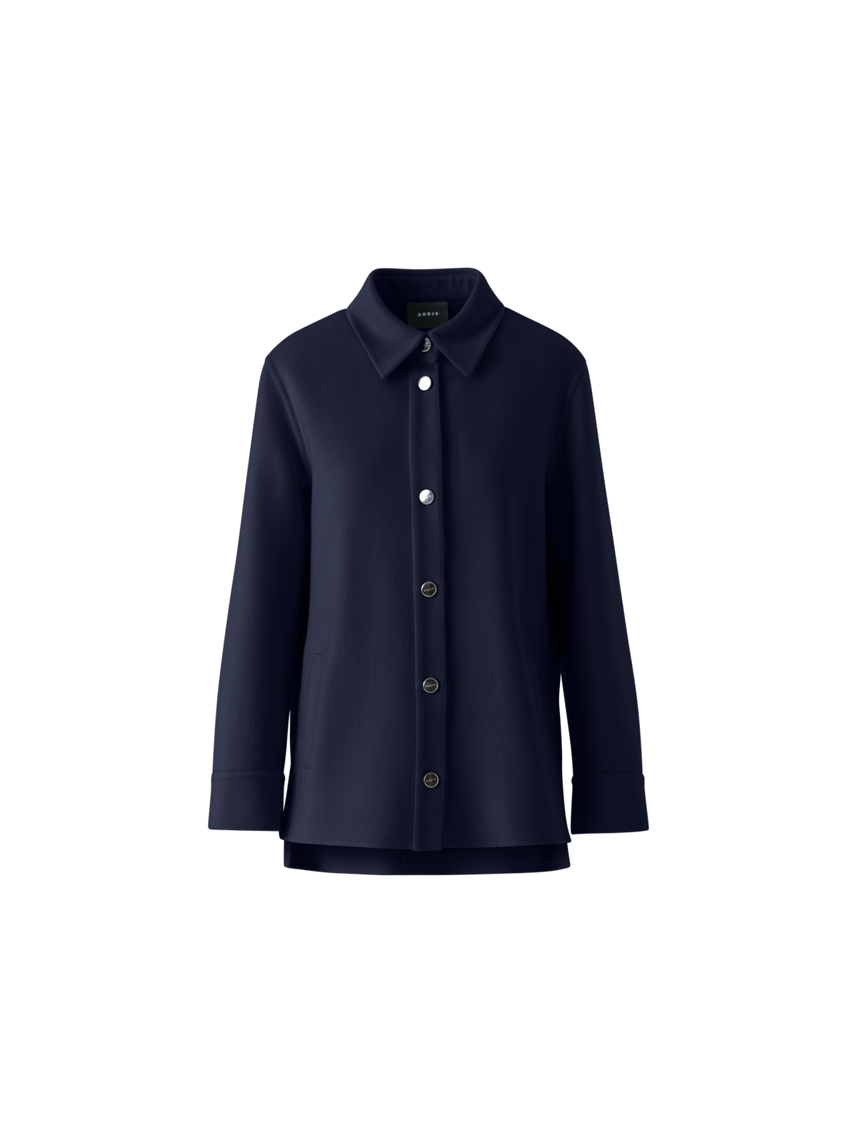 Designer Cashmere Double-Face Shirt Jacket - navy