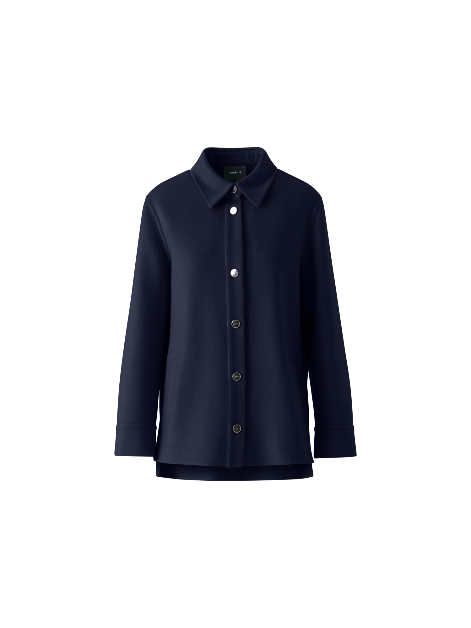Designer Cashmere Double-Face Shirt Jacket - navy