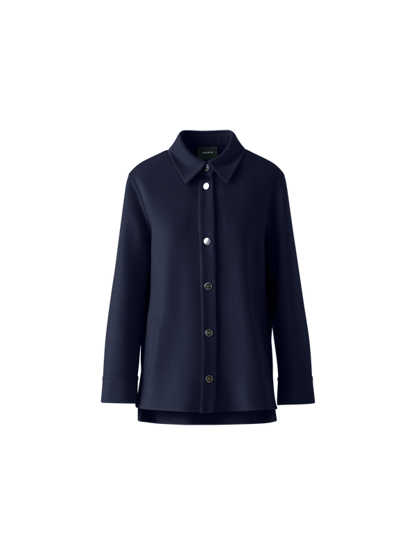Designer Cashmere Double-Face Shirt Jacket - navy