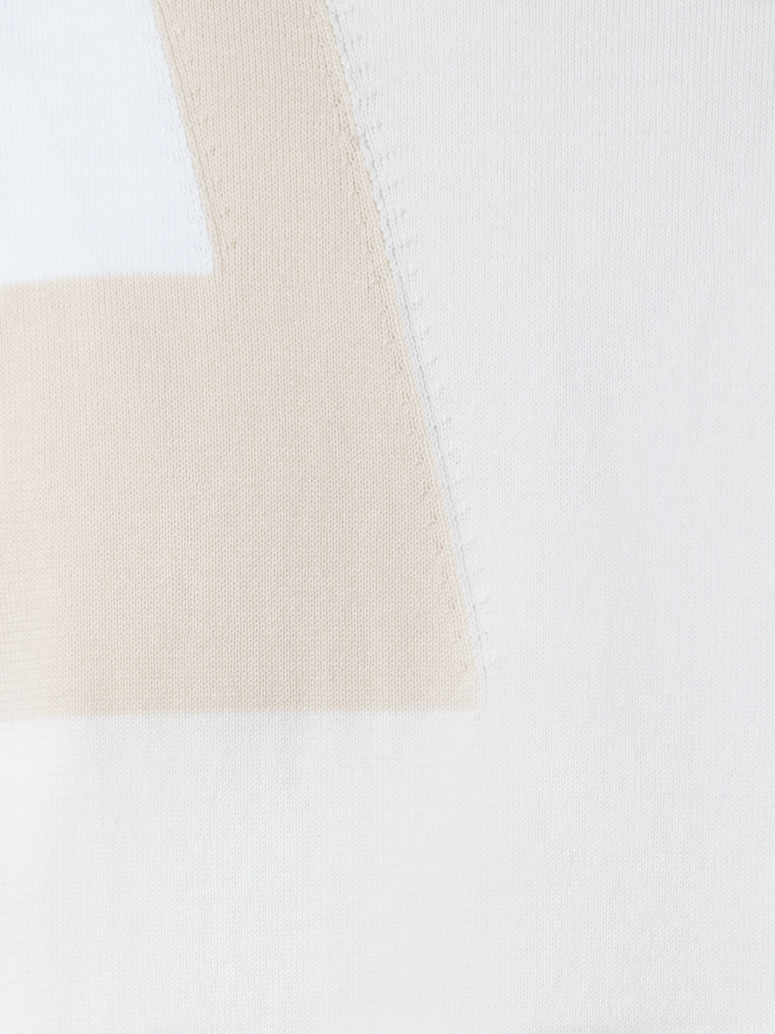 Designer Cotton Knit Top with Trapezoid Jacquard - neutral - pastel - ecru - white