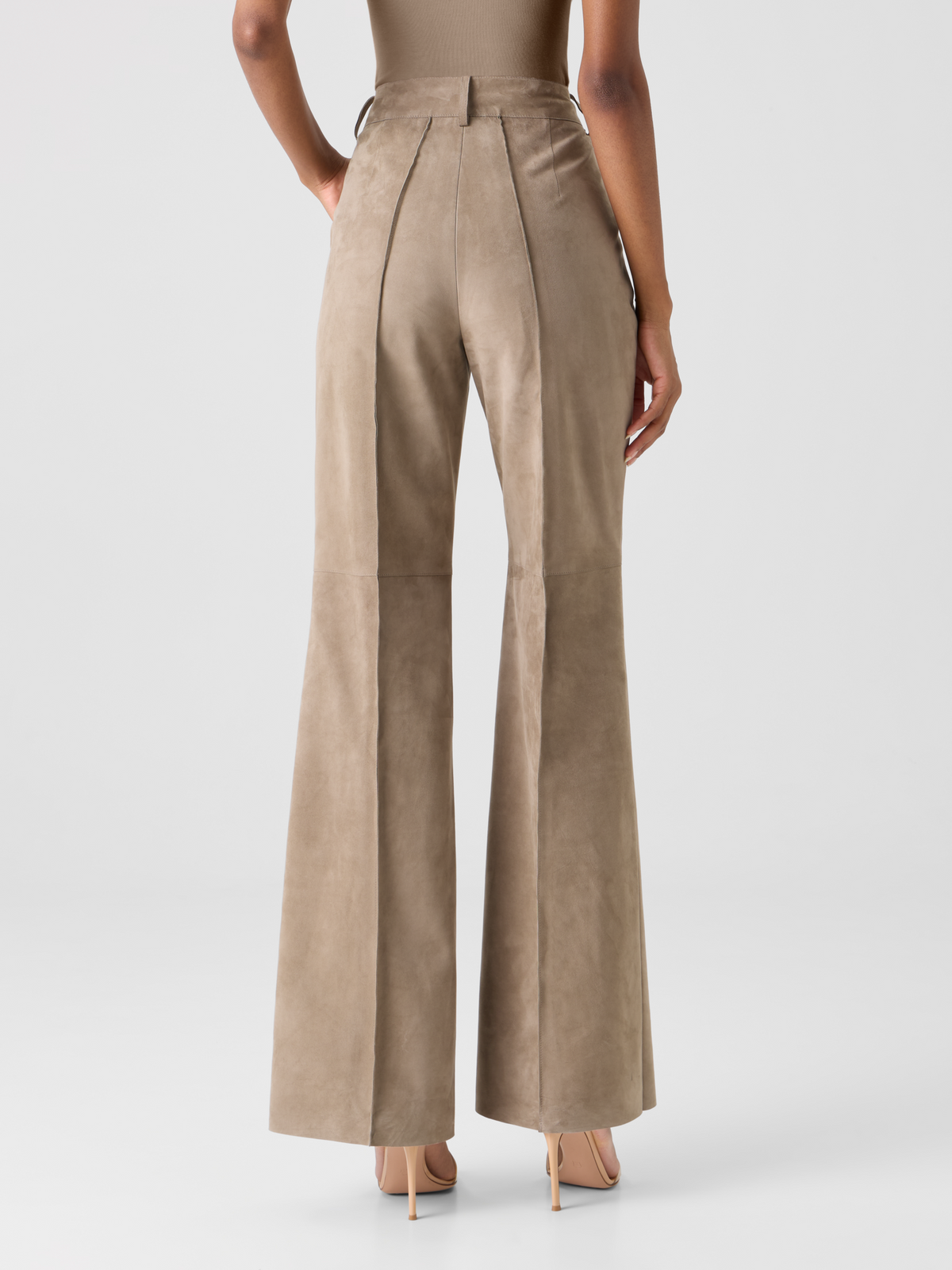 Designer Florine Straight Wide Suede Pants - beige - neutral