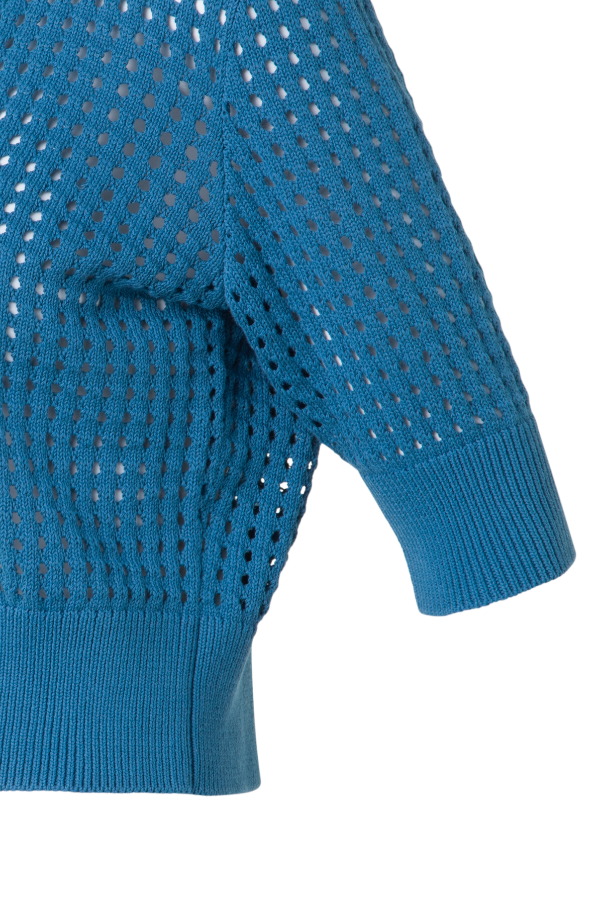 Designer Cropped Cardigan in Chunky Cotton Mesh - blue
