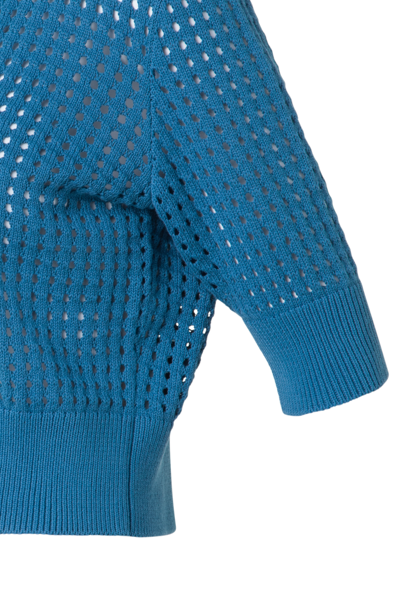 Designer Cropped Cardigan in Chunky Cotton Mesh - blue