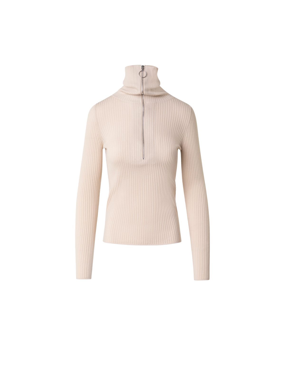 Designer Virgin Wool Knit Sweater with Big Collar - ecru - beige - white