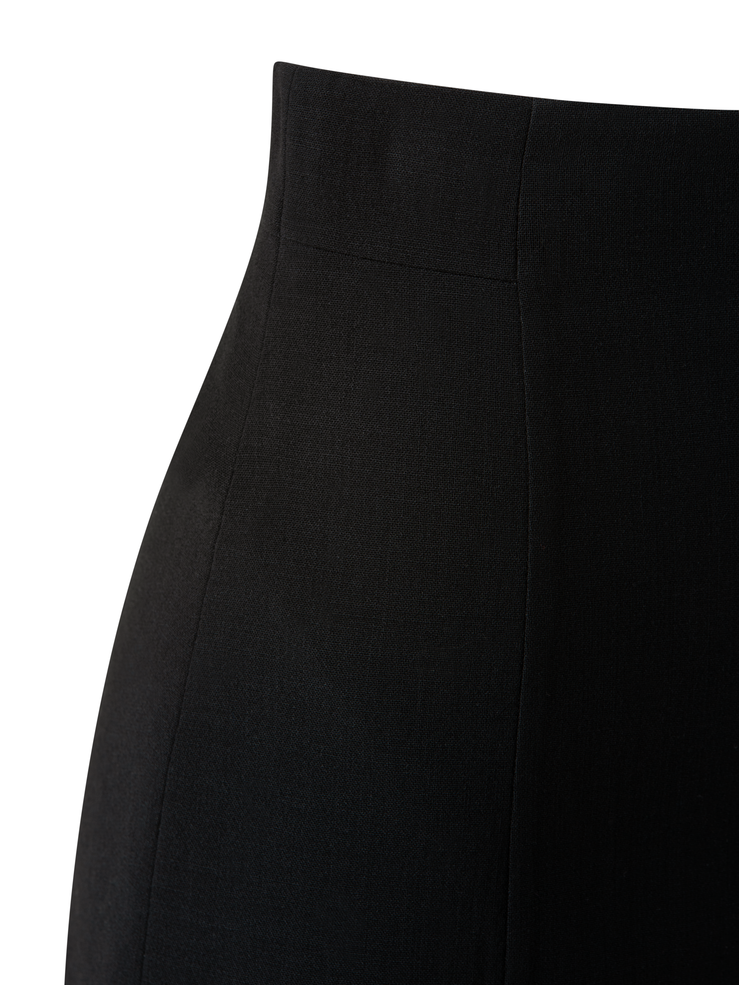 Designer Wool Double-Face Pencil Skirt with Slits - black