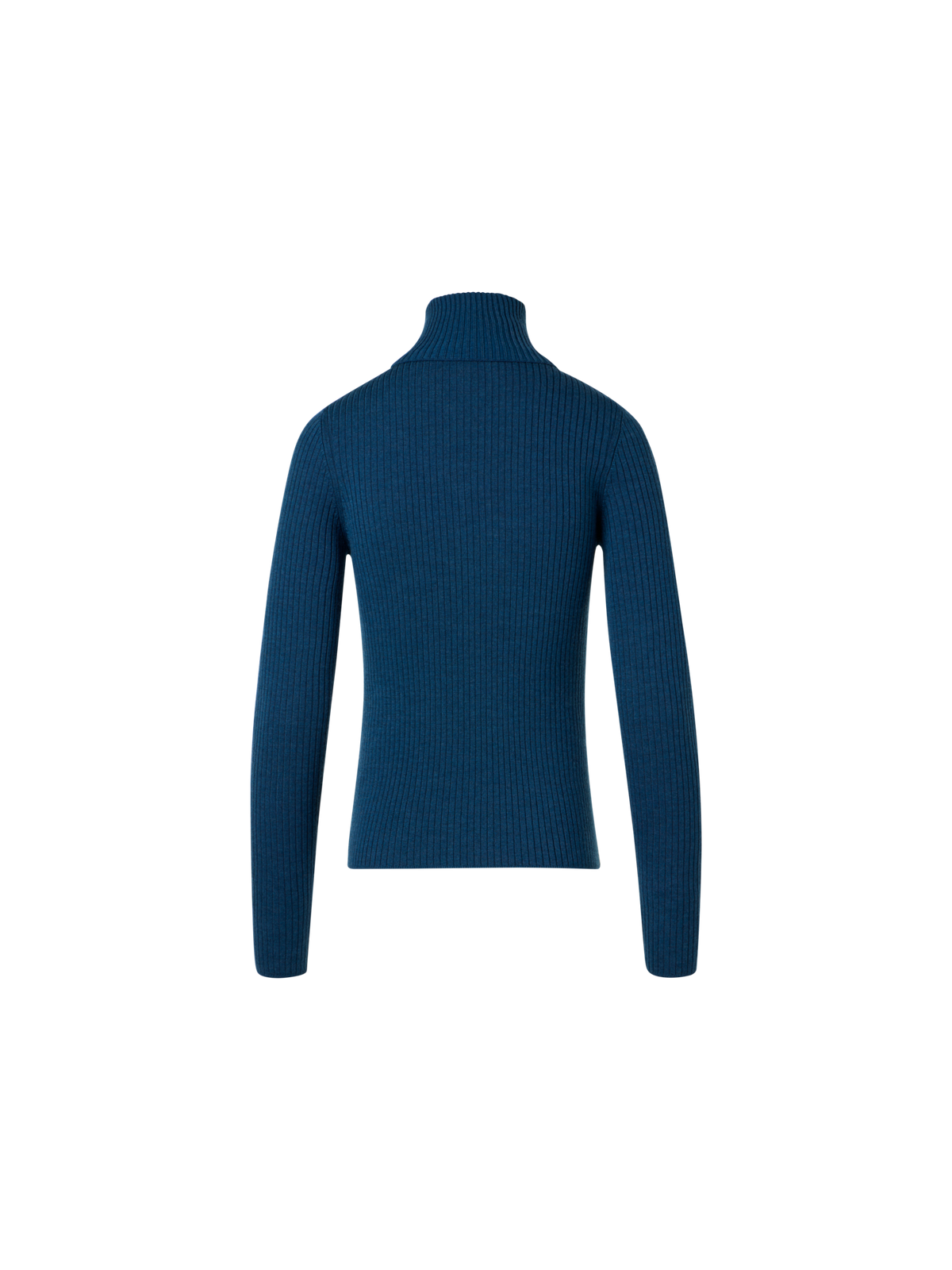 Designer Sailor Collar Merino Wool Rib Half-Zip Sweater - blue
