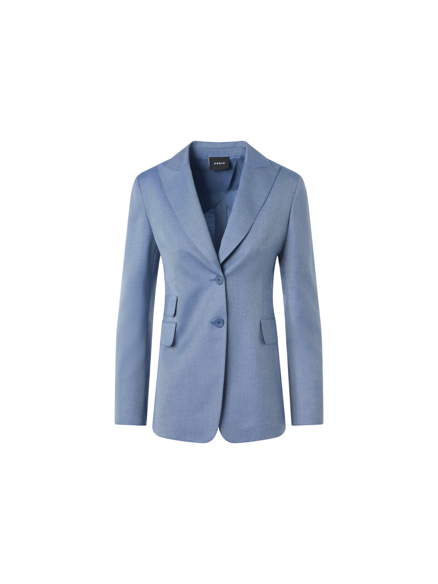 Designer Cashmere Silk Gabardine Tailored Jacket - blue