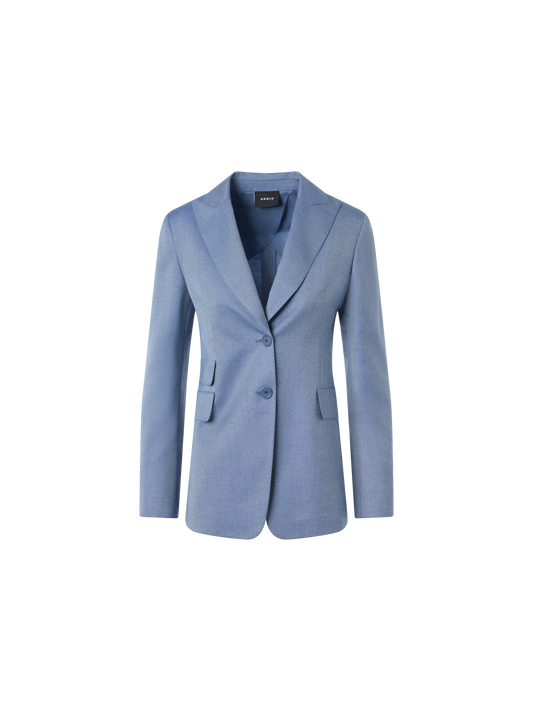 Designer Cashmere Silk Gabardine Tailored Jacket - blue