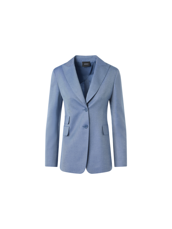 Designer Cashmere Silk Gabardine Tailored Jacket - blue
