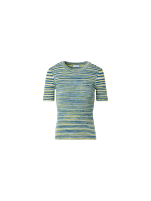 Designer Fitted Space-Dye Merino Rib Knit Top - multicolor