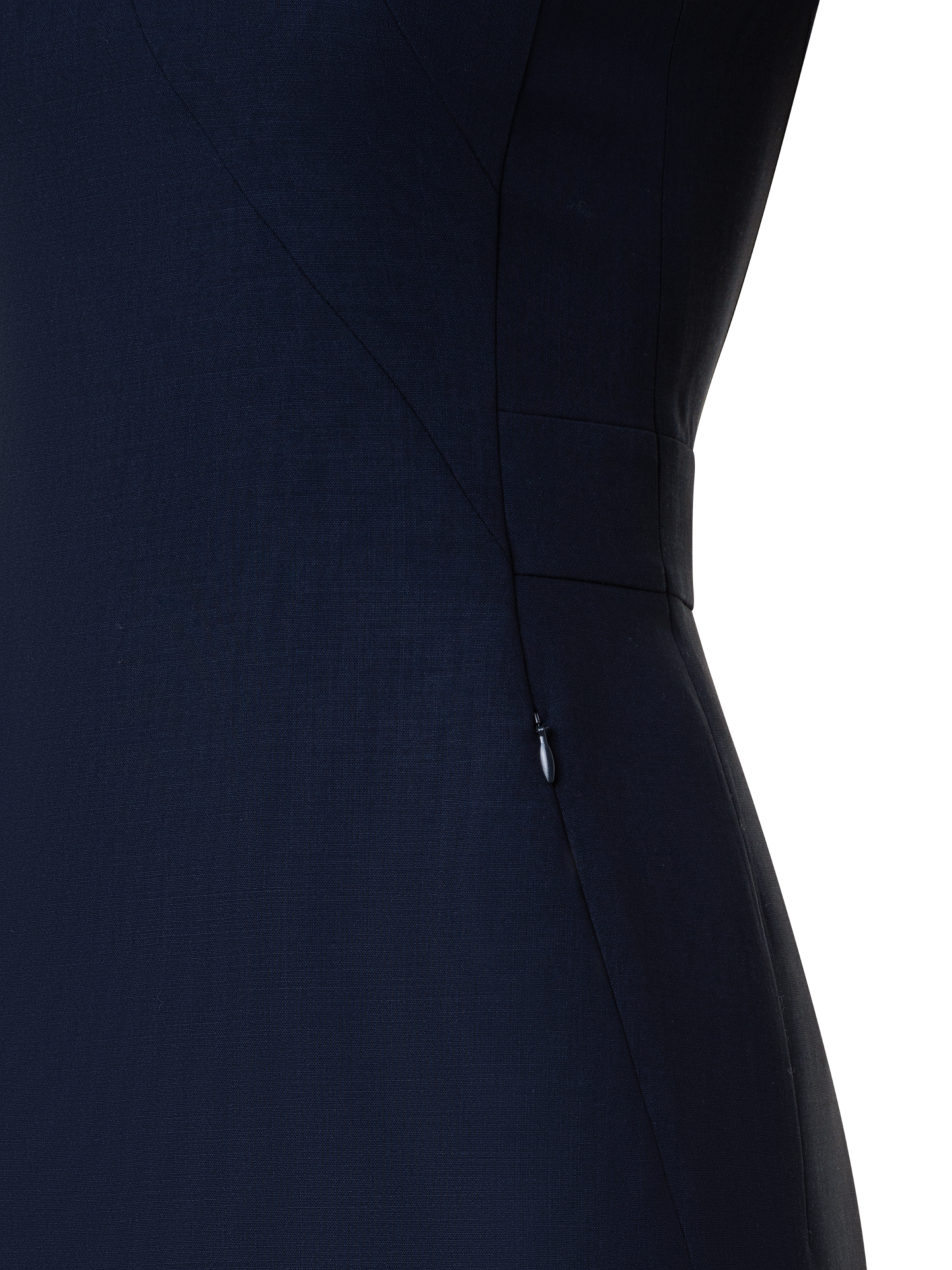 Designer Sleeveless Wool Double-Face Sheath Dress - navy - blue