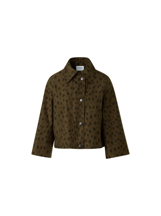 Designer Short Techno Parka in Leopard Print - neutral - brown