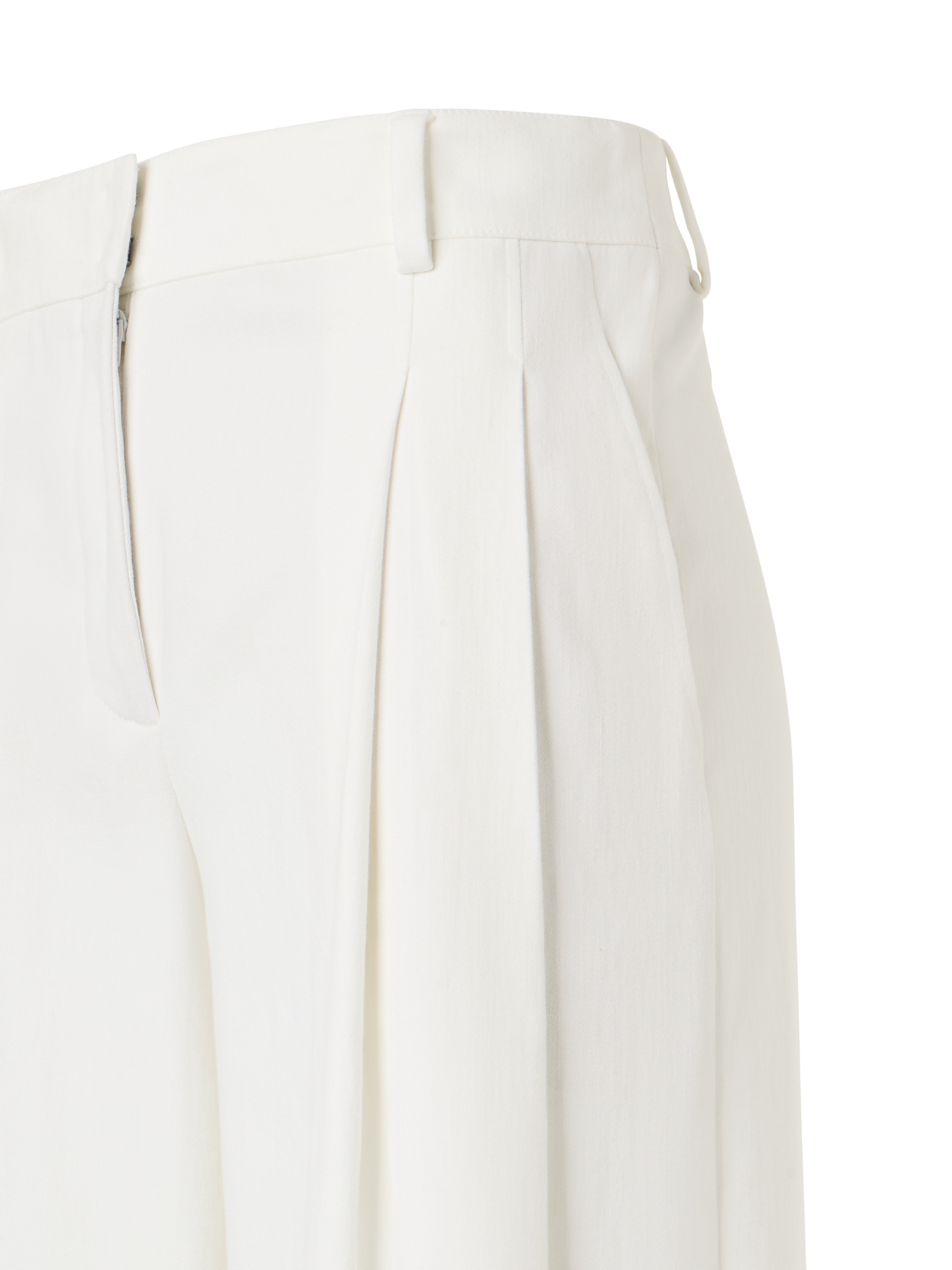 Designer Cassie Flared Wide-Leg Pants in Stretch-Cotton Denim - ecru