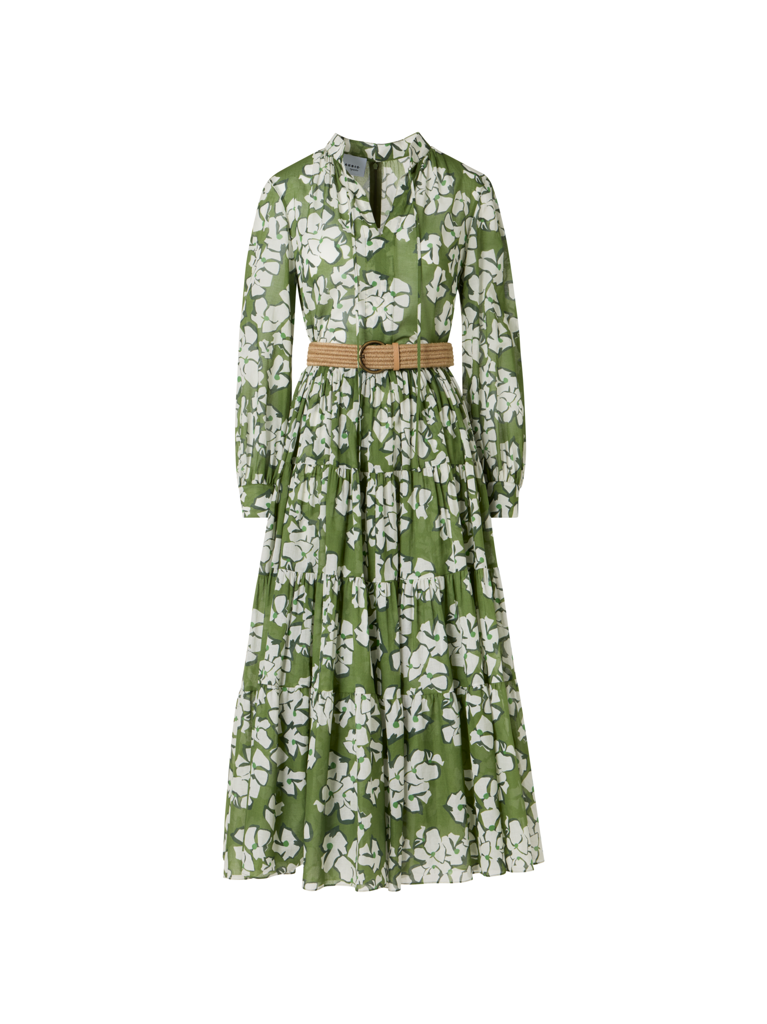 Designer Long-Sleeve Papercut Flower Boho Midi Dress - multicolor