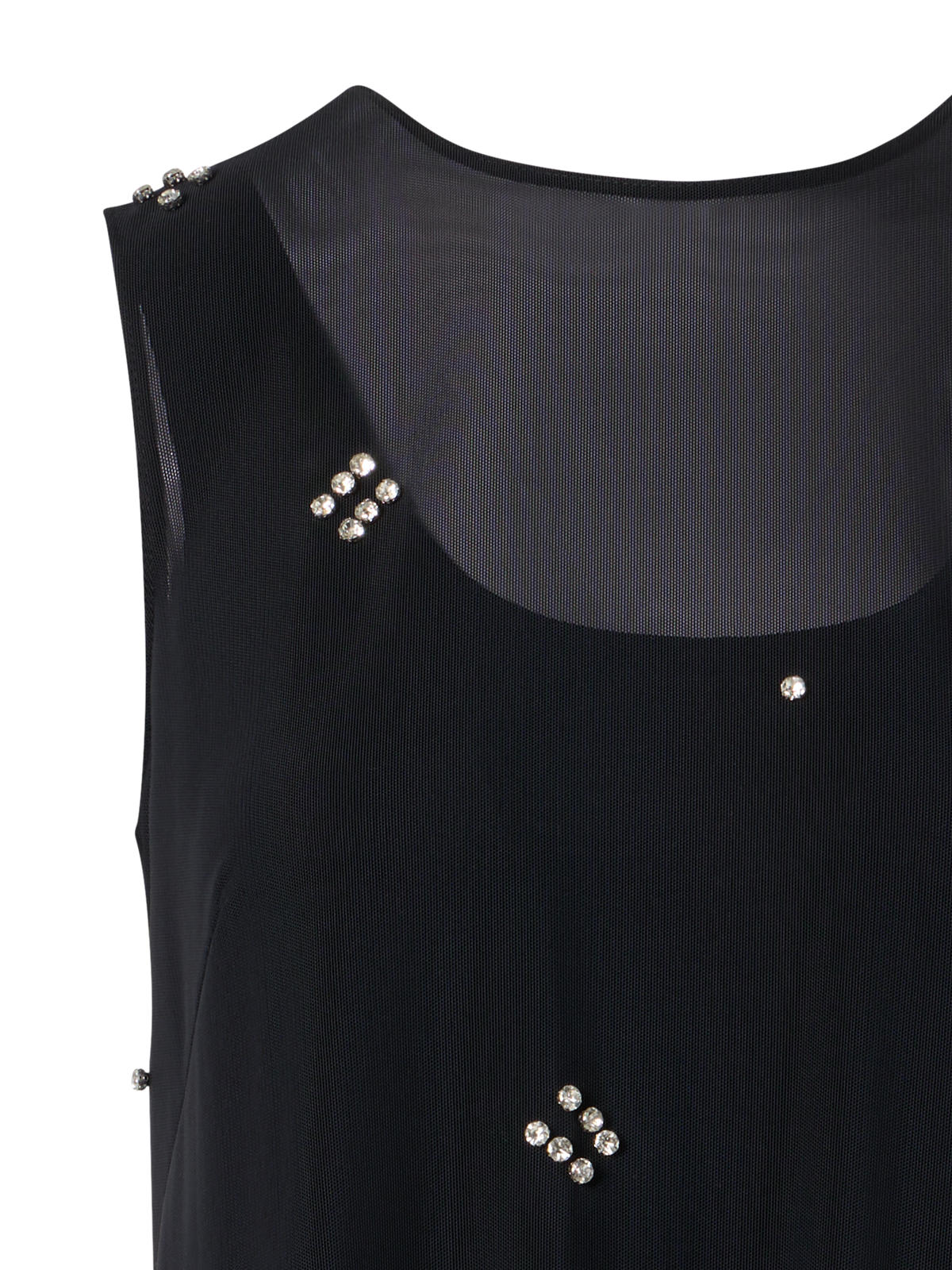Designer Midi Tulle Dress with Diamond Dice Embellishment - black
