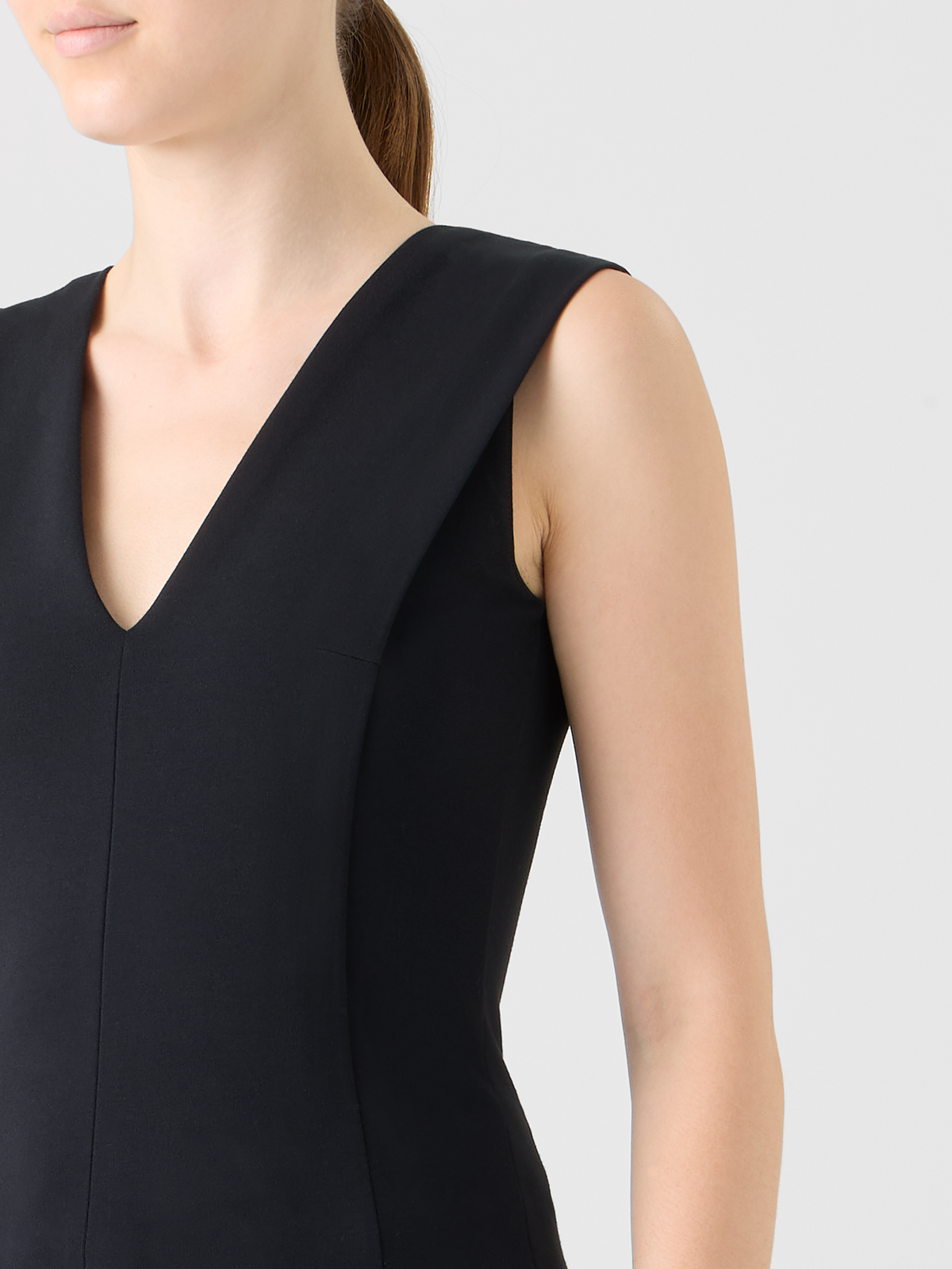 Designer V-Neck Top in Signature Jersey - black #editorial