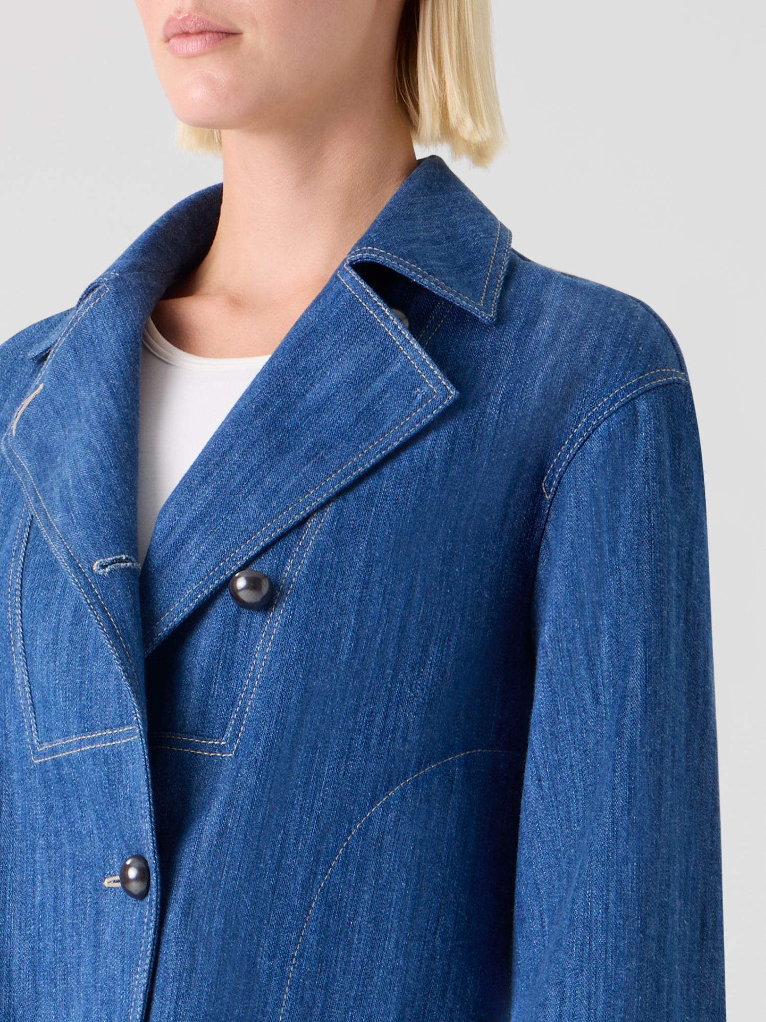 Designer Asymmetric Boxy Cropped Denim Jacket - blue
