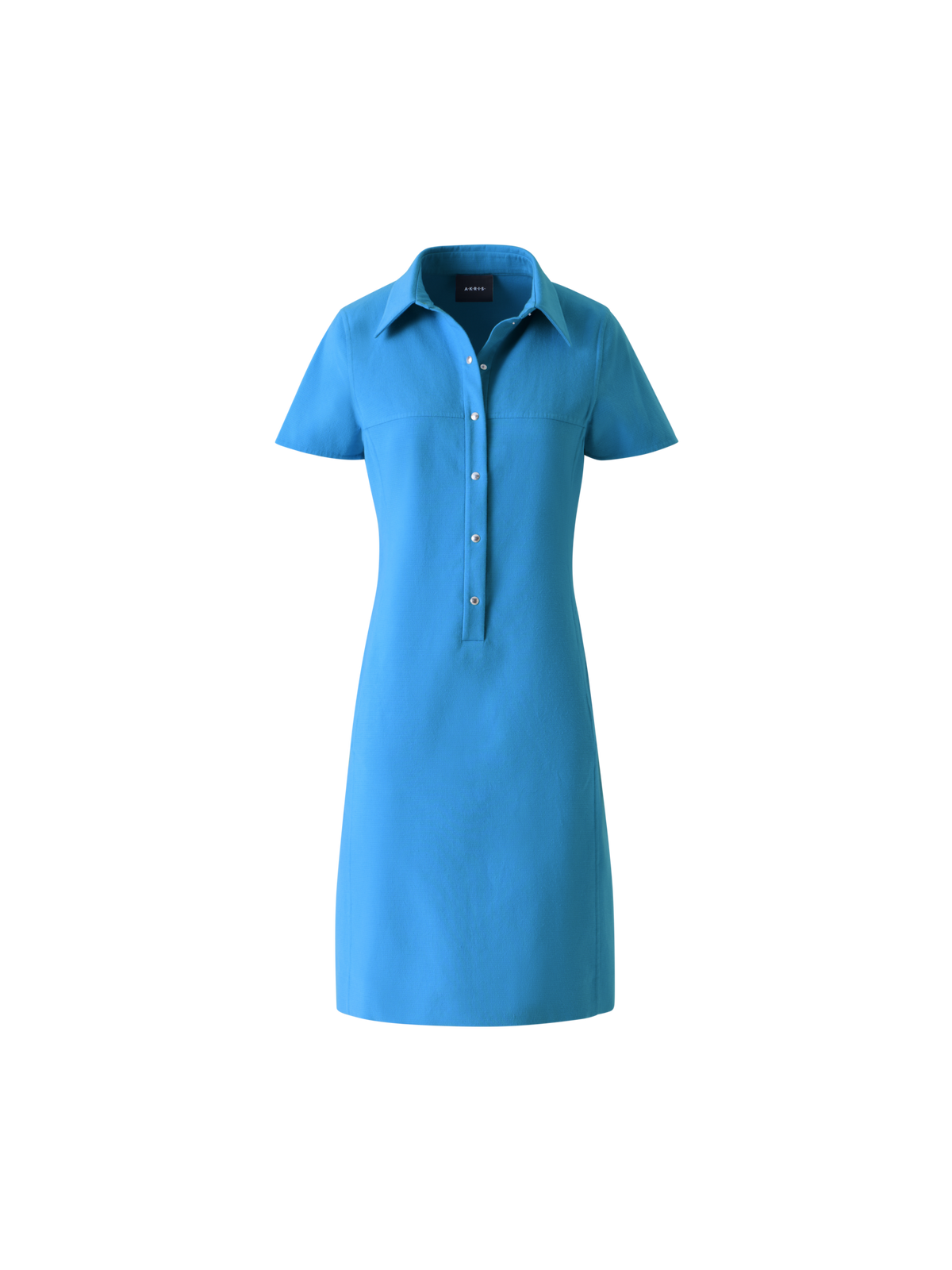 Designer Polo Dress in Cotton Silk Double-Face - blue