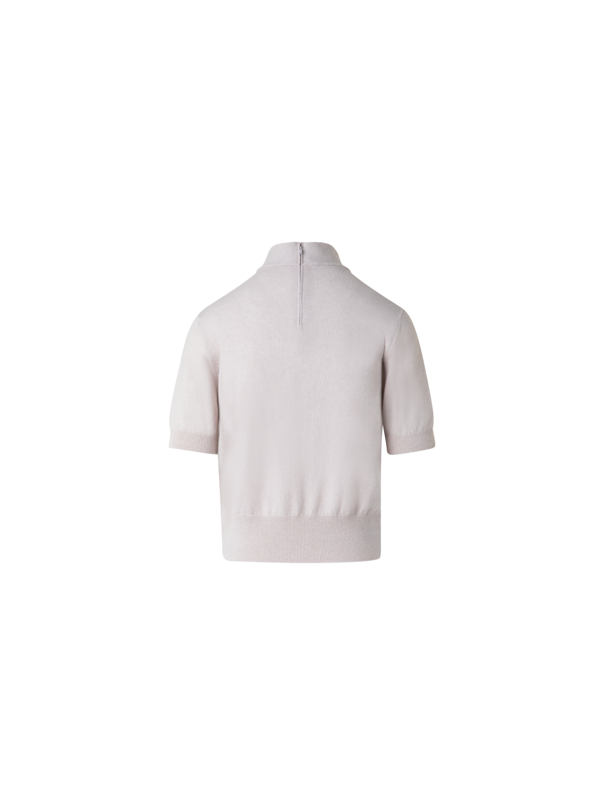 Designer Short Sleeve Cashmere Sweater with Sheer Stripe - neutral - pastel - beige